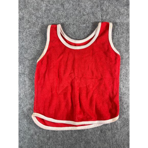Vintage Girls Toddler Tank Top 3T Red White Round Neck Minimalist Casual Summer - Picture 1 of 3